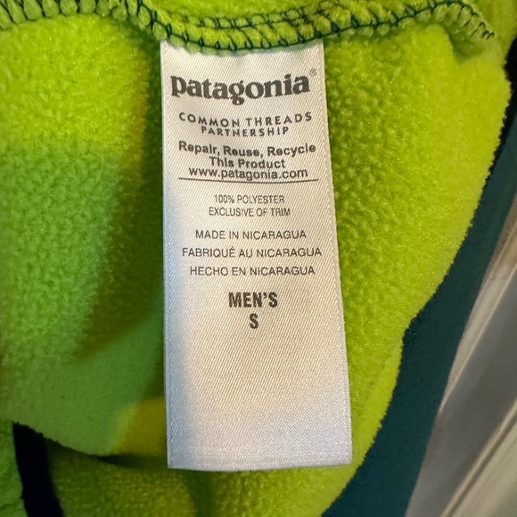 Patagonia Synchilla Snap T Mens Two Tone Green Pullover Fleece Sweater Size Sm - Picture 4 of 9